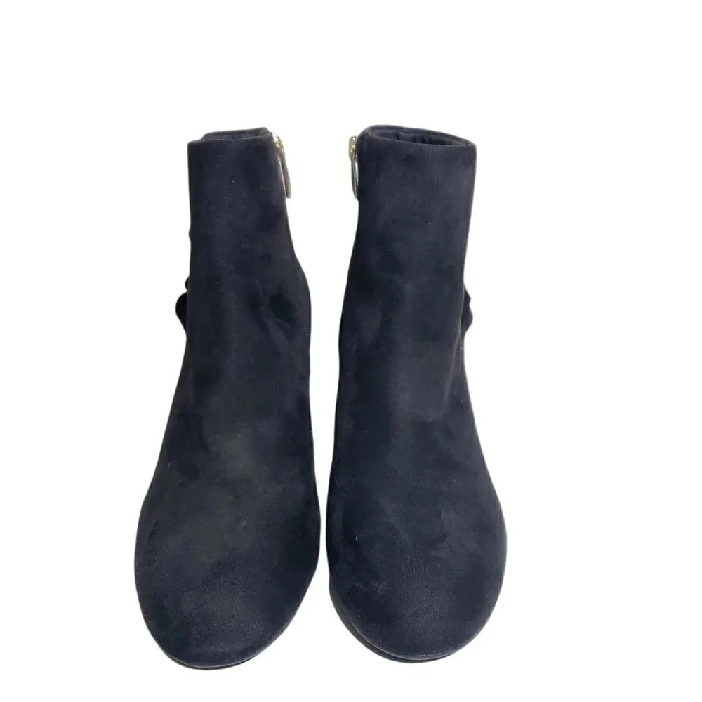 Rockport Womens Black Faux Suede Side Zip Ruffle Bootie Ankle Boots Size 8.5